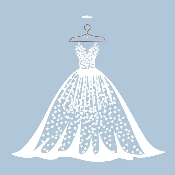 Beautiful Lace Dress Hangs Hanger Wedding Evening Prom Beauty Fashion — Stok Vektör