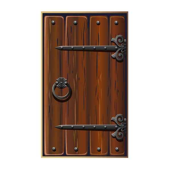 Old Fairytale Door Forged Handles Antique Door Forged Metal Jewelry — Image vectorielle