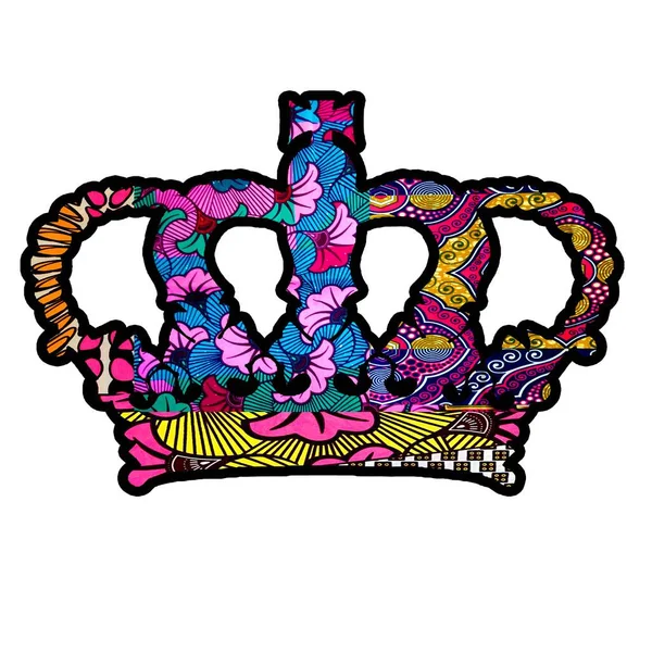 粉红皇冠由非洲织物制成 伟大的非洲主题礼物一个女王或心爱的人 是为皇室做的可爱的婴儿淋浴礼物 性别揭示礼物 幼儿园房间装饰 女孩房间装饰 — 图库照片