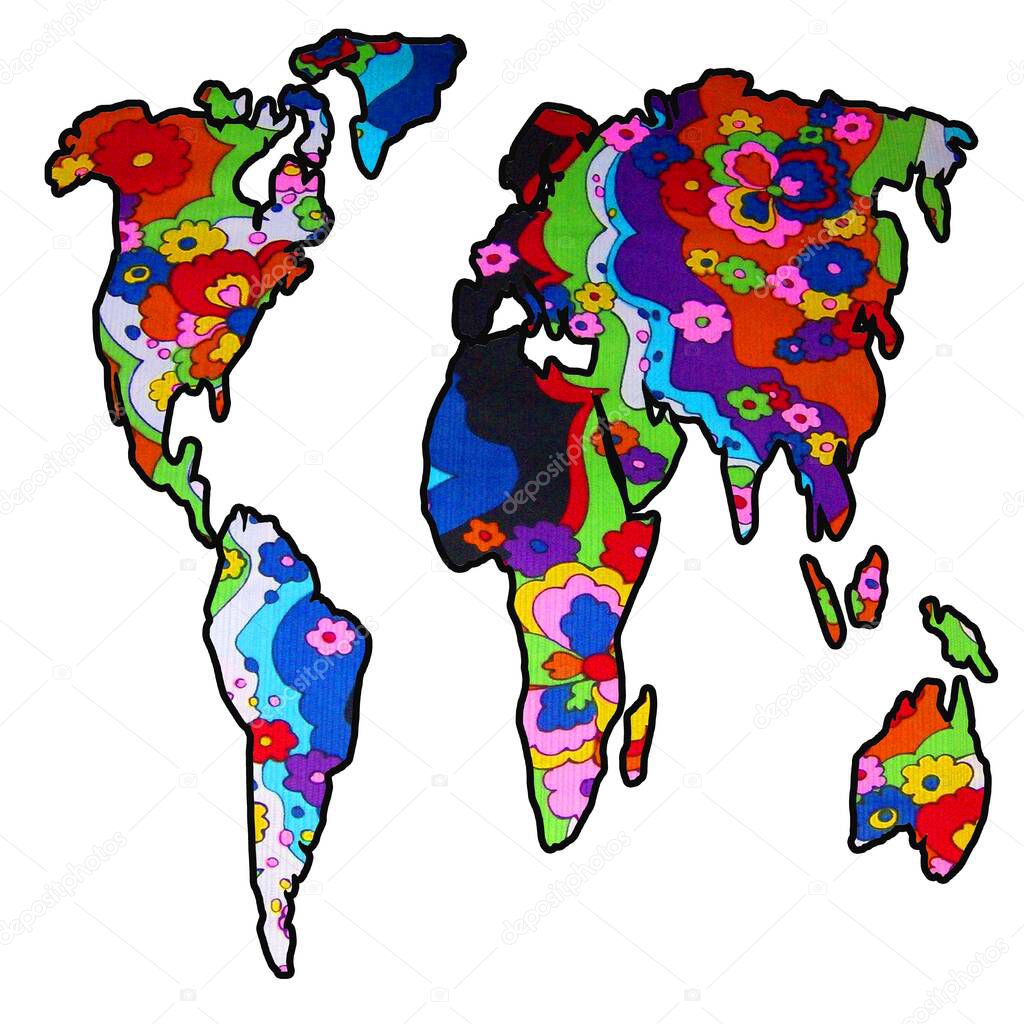Global Map great gift for travelers and nomads. Great geographic gift.