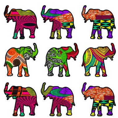 Parlak ve renkli Afrika Fili baskısı. Klasik sanat ve fil severler için harika bir hediye.. 