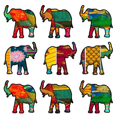 Parlak ve renkli Afrika Fili baskısı. Klasik sanat ve fil severler için harika bir hediye.. 