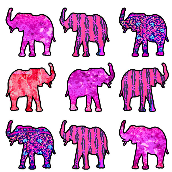 Bright and colorful retro African Elephant print. Great gift for vintage art and elephant lovers. 