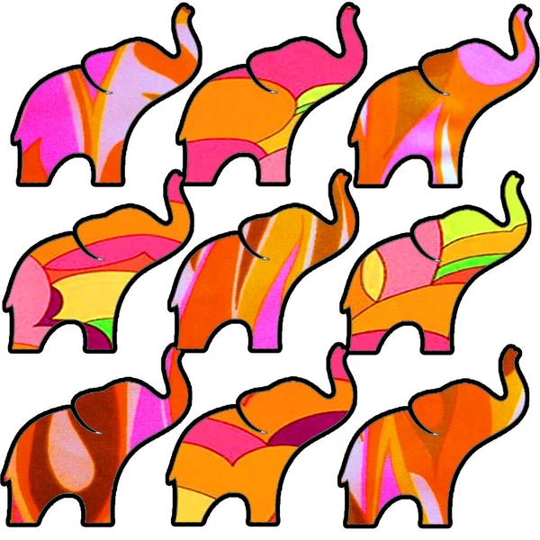 Parlak ve renkli Afrika Fili baskısı. Klasik sanat ve fil severler için harika bir hediye.. 