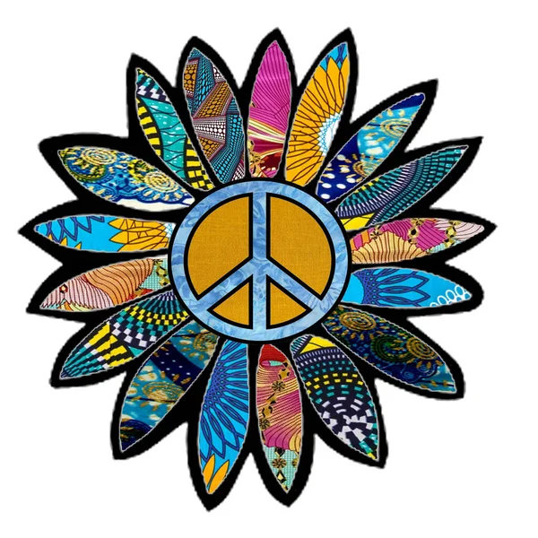 Mavi barış işareti Retro çiçeği 