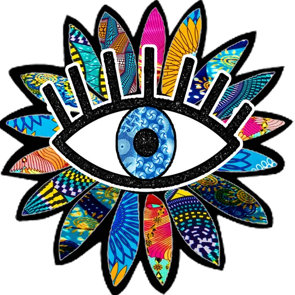 African Print Greek Evil Eye Flower — Stock Photo, Image