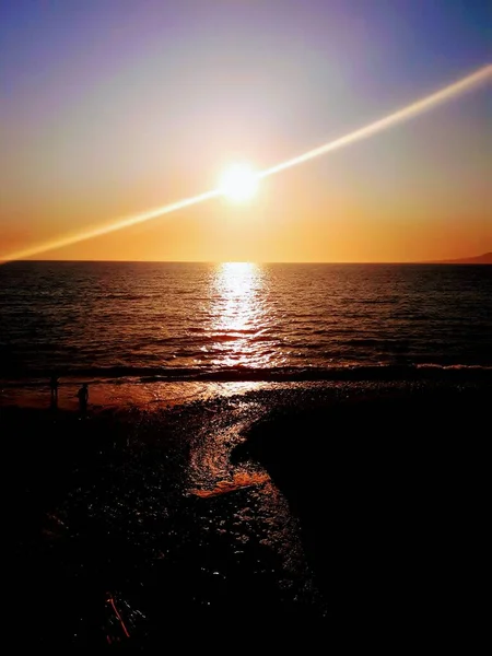 Zonsondergang Skyline Oceaan Horizon Strand — Stockfoto