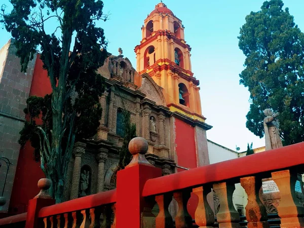 Narancs Történelmi Templom Mérföldkő San Miguel Allende — Stock Fotó