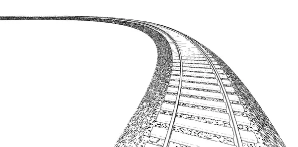 Sílhuetas de vias férreas. Trilhas ferroviárias desenhos animados —  Vetores de Stock