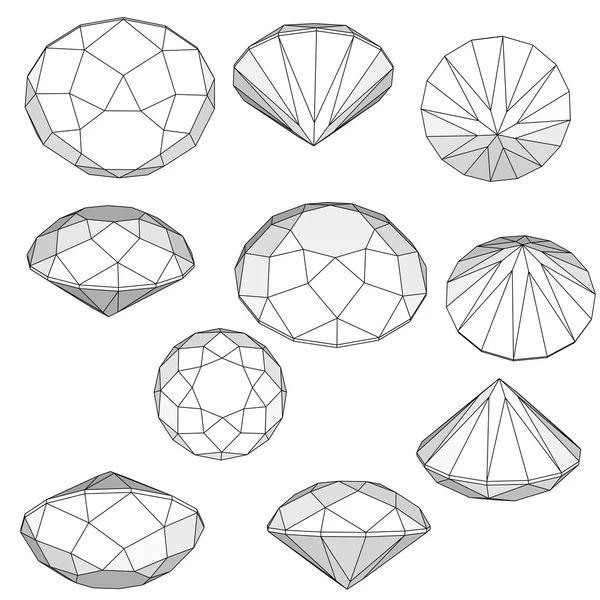 Conjunto vectorial de elementos de diseño de diamantes — Vector de stock