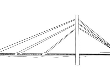 Beyaz köprüde izole karikatür çizimi