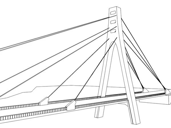 Illustration einer isolierten Cartoon-Brücke auf Weiß — Stockvektor