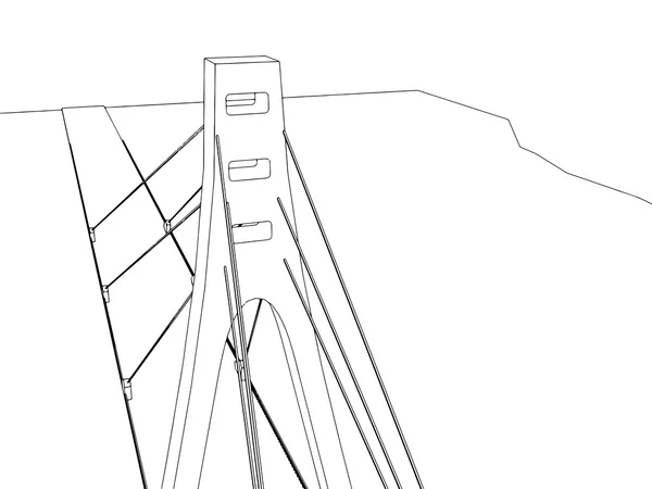 Illustration of isolated cartoon bridge on white — Stock Vector