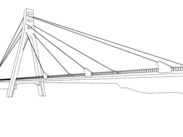 Illustration einer isolierten Cartoon-Brücke auf Weiß — Stockvektor