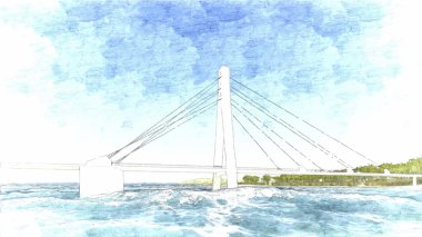 Köprü el çizimi, vektör illüstrasyonu