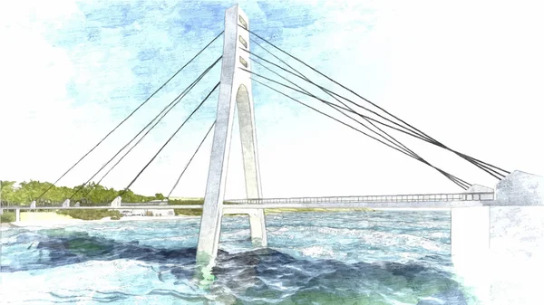 Brücke handgezeichnet, Vektor-Illustration — Stockvektor