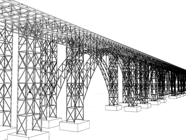 Illustrazione vettoriale di un ponte con metropolitana — Vettoriale Stock