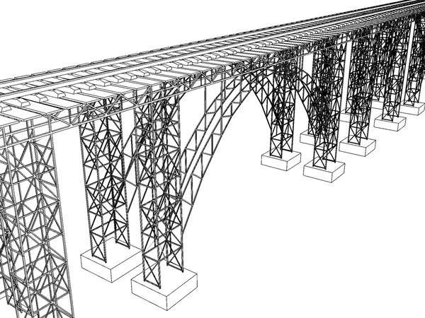 Illustrazione vettoriale di un ponte con metropolitana — Vettoriale Stock