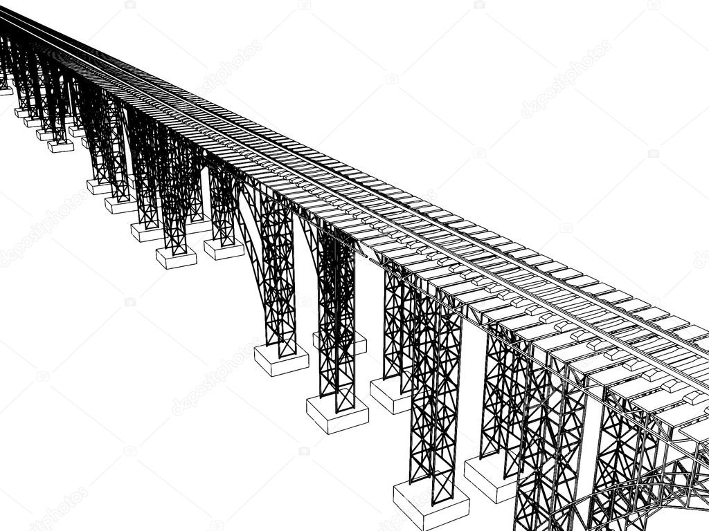 Vector illustration of a bridge with metro