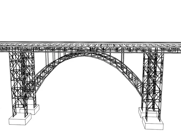 Ilustração vetorial de uma ponte com metrô — Vetor de Stock