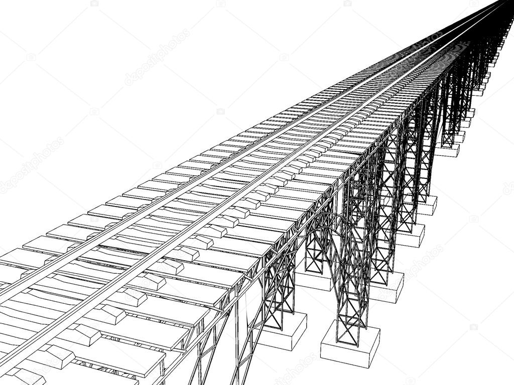 Vector illustration of a bridge with metro