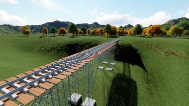 Demiryolu Köprüsü. Demiryolu parça germe