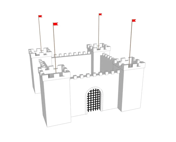 Vector schone kasteel op witte achtergrond — Stockvector