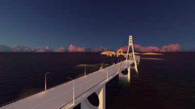 ünlü Golden Gate Köprüsü, 3d render
