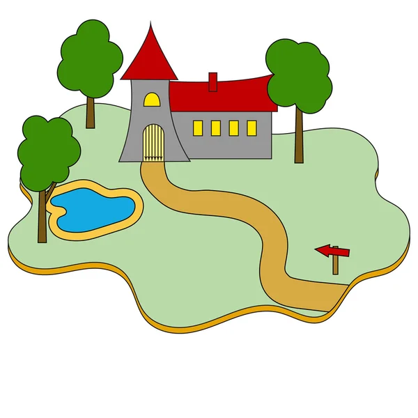 矢量建筑城堡平面图标上白 — 图库矢量图片