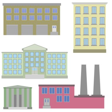 Renkli evlerin vektör düz Icon set