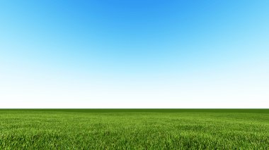 Güzel manzara, temiz mavi çim gökyüzü