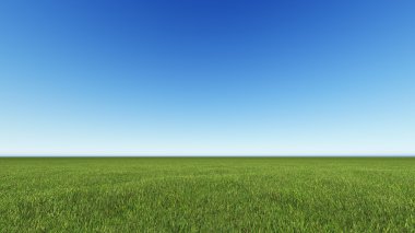 Güzel manzara, temiz mavi çim gökyüzü
