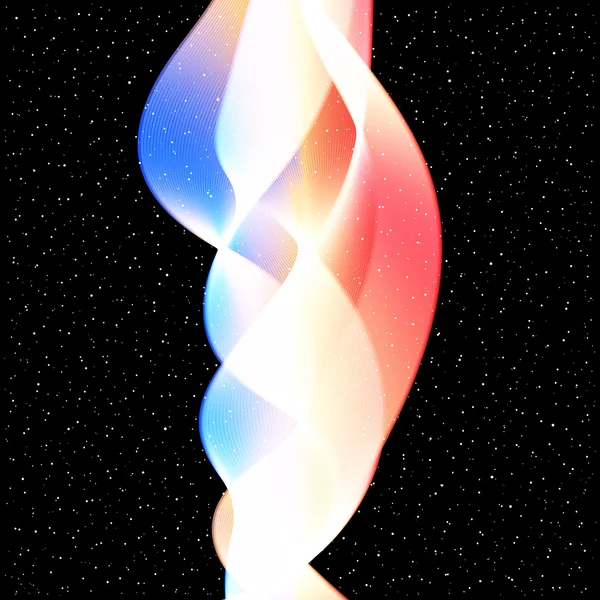 Onda vectorial abstracta sobre fondo de estrellas — Vector de stock