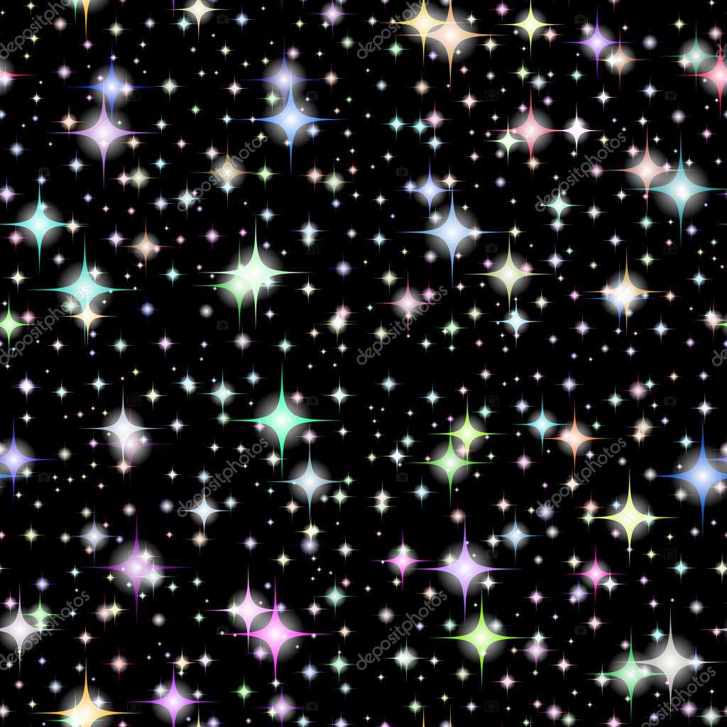 Vector Realistic seamless of the night sky with color stars and galaxies. 6