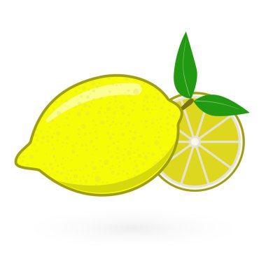 Vektör. Yapraklı taze limonlar