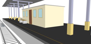 vektör çizim bir tren istasyonu platformu