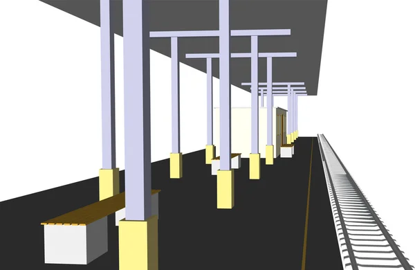 Illustrazione vettoriale di una piattaforma della stazione ferroviaria — Vettoriale Stock