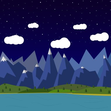 gece manzarası dağlarda yaz