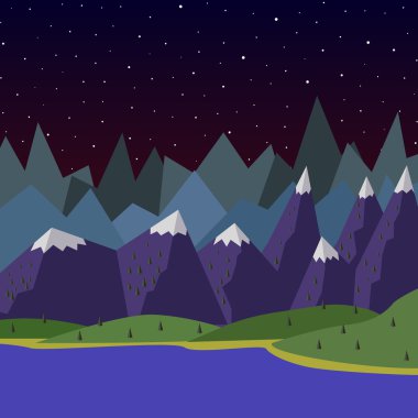 gece manzarası dağlarda yaz