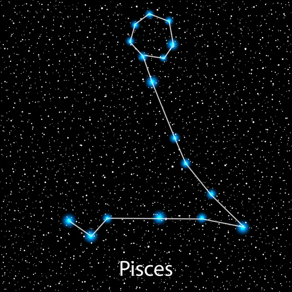 Vetor de Peixes signo do zodíaco estrelas brilhantes — Vetor de Stock