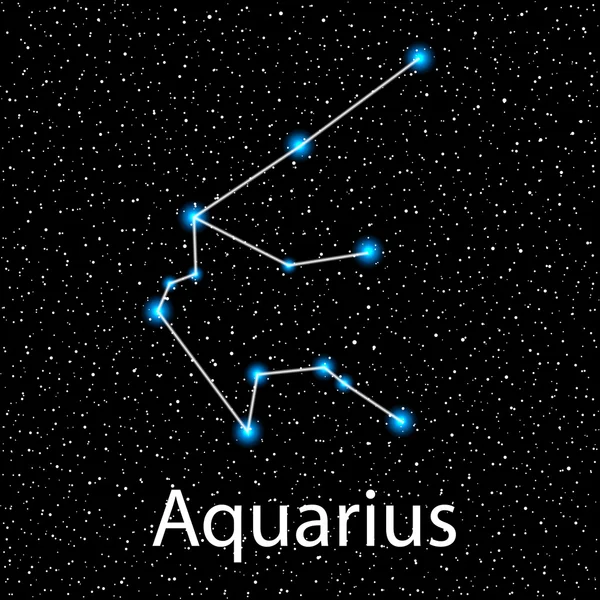 Aquarius vektor Zodiac tanda bintang terang - Stok Vektor