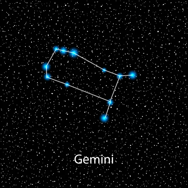 Gêmeos signo do zodíaco estrelas azuis brilhantes — Vetor de Stock