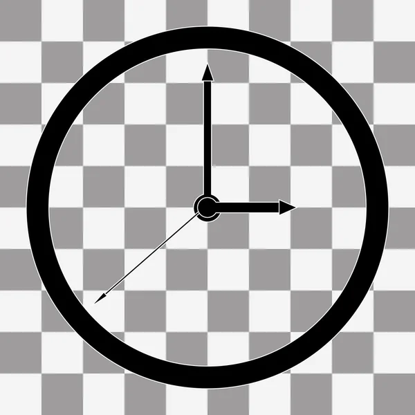 Reloj Negro Icono Vector en transparente — Vector de stock