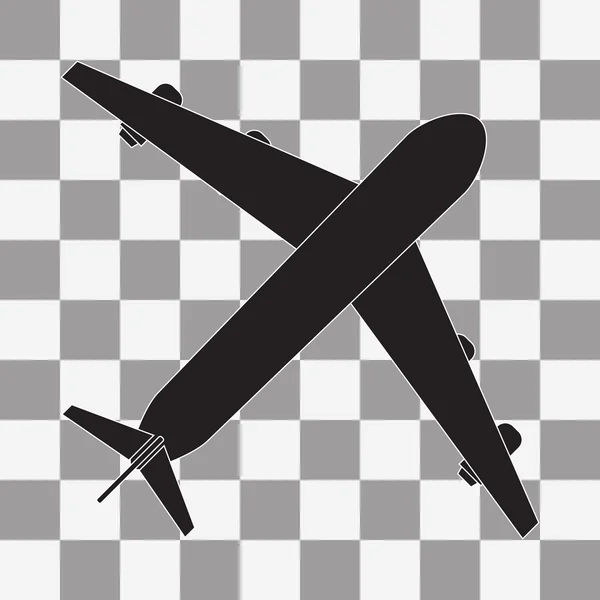 Εικονίδιο του φορέα αεροπλάνο μαύρο σε διαφανείς — Διανυσματικό Αρχείο
