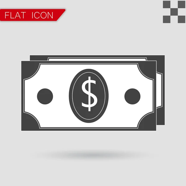 Money ikonen vektor platt stil med röd — Stock vektor