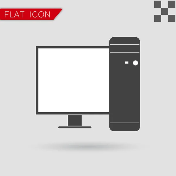 Vector Desktop Computer Flat pictogramstijl met rood — Stockvector