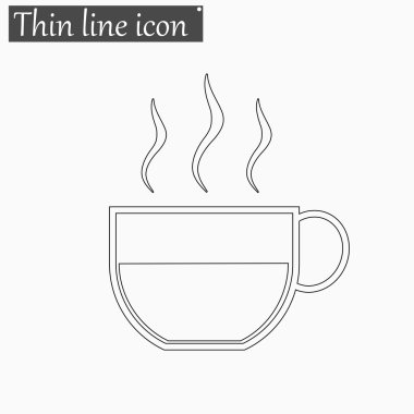 Kahve fincanı simge vektör stil ince çizgi