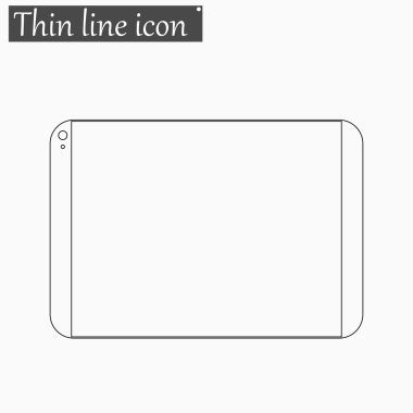 tablet bilgisayar simgesi vektör stil ince çizgi
