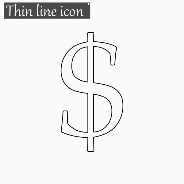 dollar icon Vector Style thin line