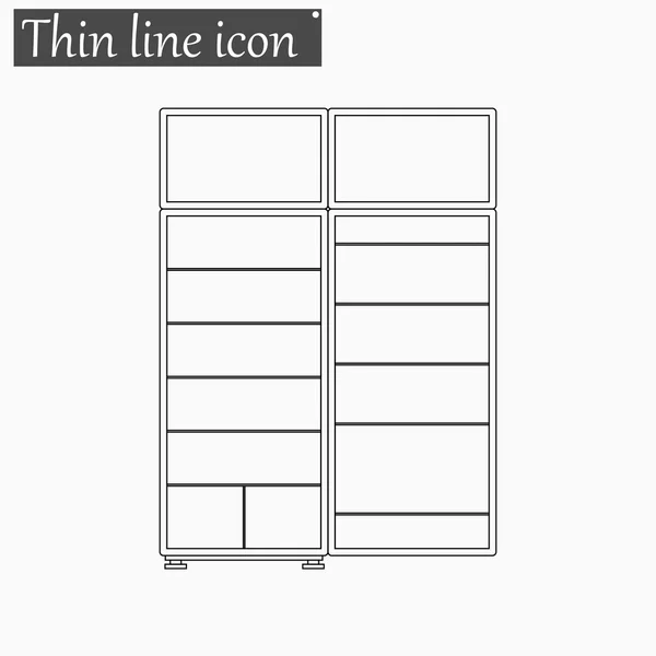 Icono del refrigerador Vector Estilo línea delgada — Vector de stock
